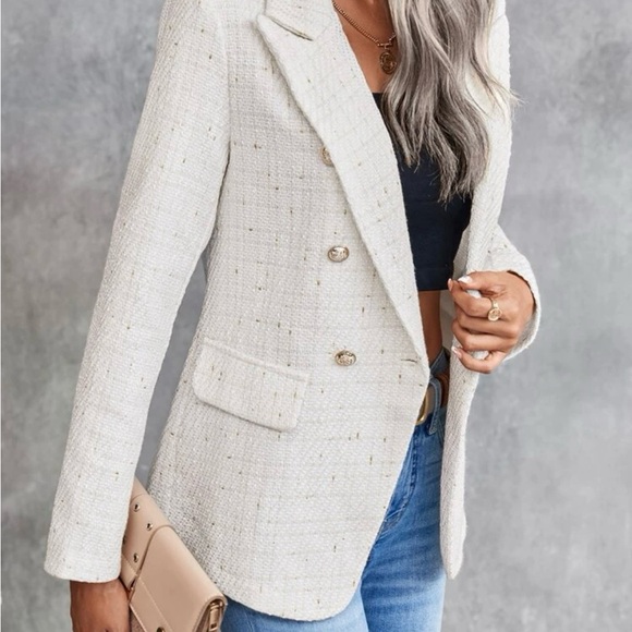NWT SHEIN Cream Blazer Large - Picture 4 of 8